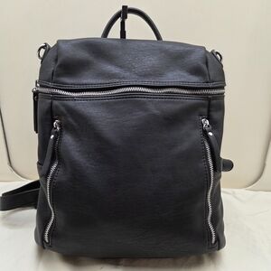 Miztique Convertible Backpack | Faux Leather | Top Handle | Black